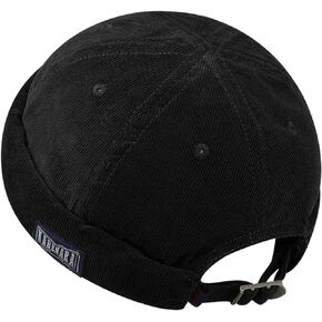 Clakllie Unisex Brimless Sailor Cap Leon Fisherman Hat Rolled Cuff Vintage Landlord Hat Corduroy Skull Docker Beanie Cap