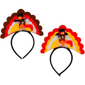 2 Pcs Thanksgiving Decoration Turkey Headbands Holiday Party Accessories (One Size Fit All)