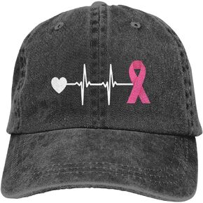 Women’s Chemo Heartbeat Hat, Adjustable Vintage Washed Baseball Cap for Dad and Mom