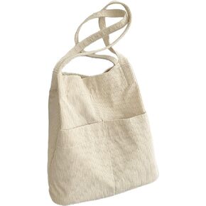 SHENHE Women's Corduroy Double Handle Big Canvas Shoulder Bags Tote Handbags with Pockets