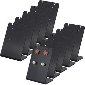 PH PandaHall 10pcs Acrylic Earring Holder 60 Holes Black Earring Display Stands L-shape Ear Organizer Dangling Earring Stands for Selling Earring Necklace Jewelry Shows Retail Photography Props