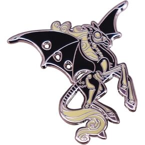 Wicked Pegasus Enamel Brooch Animal Skeleton Brooch Mythical Magic Creature Lapel Pins Cartoon Cool Punk Badge Backpack Denim Hat Pins Halloween Jewelry Gift for Friends
