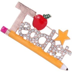 Christmas Red Apple And Teacher Brooch Pins For Xmas Day's Gifts