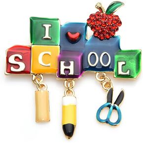 Christmas Red Apple And Teacher Brooch Pins For Xmas Day's Gifts