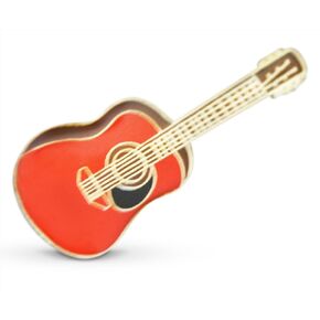 3-Piece Red-Toned Acoustic Guitar Musician Lapel or Hat Pin & Tie Tack Set with Clutch Back by Novel Merk