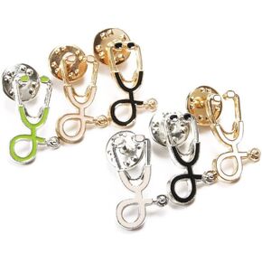 6pcs Creative Personality Doctor Nurse Stethoscope Enamel Lapel Pin Cute Schoolbag Micro Cap Top Lapel Badge