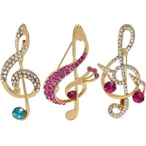 3Pcs Crystal Pearl Music Note Brooches Elegant Rhinestone Treble Clef Statement Brooch Pins Fashion Jewelry Accessories for Women Girl Gift in Saudi Arabia