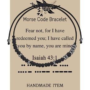 LQRI Isaiah 43:1 Morse Code Bracelet Christian Bible Verse Isaiah 43:1 Gift Religious Jewelry Christian Bible Gifts