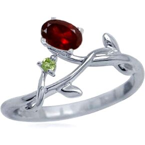Silvershake Petite Genuine Gemstones White Gold Plated 925 Sterling Silver Vine Leaf Ring Jewelry for Women