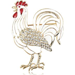 Alilang Crystal White Enamel Paint Mother Hen Farm Animal Pin Brooch