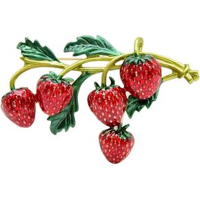 Enamel Strawberry Brooch Pin Cute Brooches Lovely Fruit Lapel Pin Elegant Dress Accessories Jewelry Boutonniere Corsage Badge Backpack Hat Clothes Bag Decoration for Women Girls