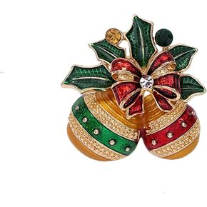 Christmas Jingle Bell Lapel Brooch Pin for Women Girls Cubic Zirconia Red Bow Knot Twinkle Bell Enamel Pins Clip Sweater Dress Hat Suit Jacket Brooches Pins Fashion Xmas Festive Decoration Supplies