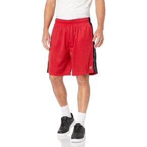 Southpole Men's Athletic Gym Mesh Shorts with Pockets, Lightweight, Quick Dry, Breathable, Red, Medium