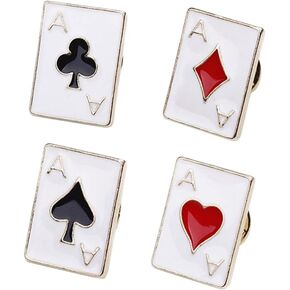 4pcs/Set Novelty Poker Themed Lapel Pin for Women Men Suit Dress Decoration Brooch