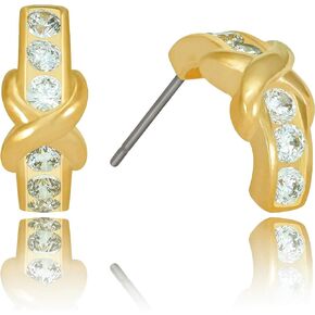 LIFETIME JEWELRY “Hugs & Kisses" Cubic Zirconia Stud Earrings 24k Gold Plated