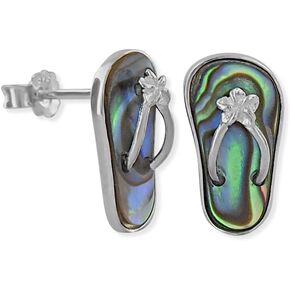 Sterling Silver Abalone Shell Slipper Flip Flop Earrings