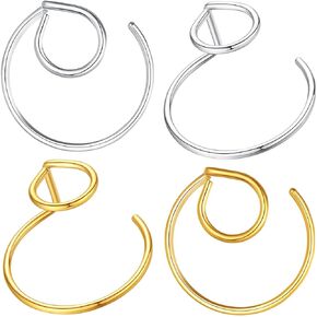5Pairs No Back Earrings Small Geometric Stud Earrings for Women, Stainless Steel Gold Front Back Ear Jackets Earrings Minimalist Jewelry