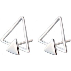 Helen de Lete Original Minimalist Double Triangle Sterling Silver Stud Earrings