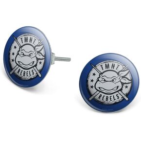 Teenage Mutant Ninja Turtles Rebels Badge Novelty Silver Plated Stud Earrings