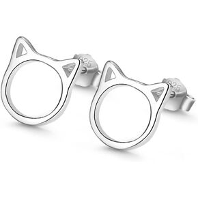 Fashion Cute 925 Sterling Silver Animal Cat Bell Moon Stud Earrings For Women Teen Girls Earrings 5 Styles Not Allergic Fine Jewelry Gift