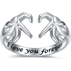 خواتم هَج رينجز 925 فضة استرلينية قابلة للتعديل - التفاف مفتوح حول حلقات معانقة للنساء، مجوهرات هوج هاند خواتم هدية عيد الأم للابنة in Kuwait