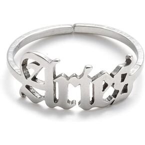 Caiyao Constellation Letter Rings for Women, Gold Silver Plated 12 Zodiac English Letter Adjustable Ring Stainless Steel Zodiac Sign Stertch Ring Horoscope Astrology Jewelry
