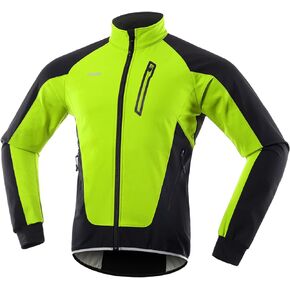 LIXADA Men Cycling Jacket Thermal Fleece with Multi Pockets Waterproof Windproof Long Sleeves Sports Jacket Coat MTB Bike Jersey for Autumn Winter Running Cycling Jogging Daily Wear