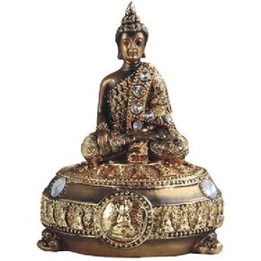 GSC 88204 5 Inch Thai Buddha Figurine Trinket Box, Gold Color, Brown in Kuwait