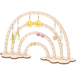 PH PandaHall 76 Holes Earring Holder Rainbow Earrings Display Wood Earring Stand Jewelry Hanging Organizer Ear Studs Display Rack for Selling Earring Merchant Show Retail Personal Exhibition