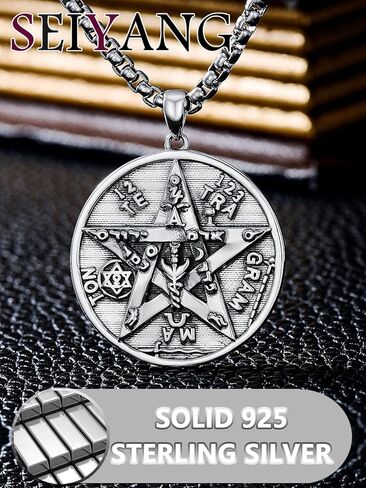 Seiyang 925 الفضة الاسترليني قلادة Tetragrammaton تميمة حماية هدية للرجال (مع صندوق هدية) in Kuwait
