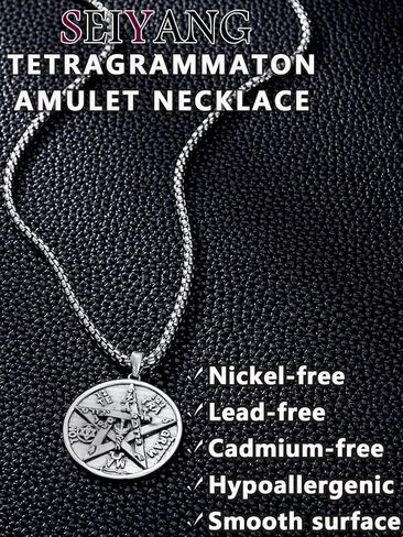 Seiyang 925 الفضة الاسترليني قلادة Tetragrammaton تميمة حماية هدية للرجال (مع صندوق هدية) in Kuwait