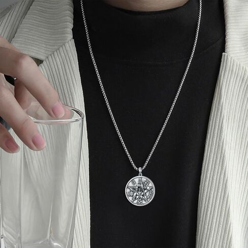 Seiyang 925 الفضة الاسترليني قلادة Tetragrammaton تميمة حماية هدية للرجال (مع صندوق هدية) in Kuwait