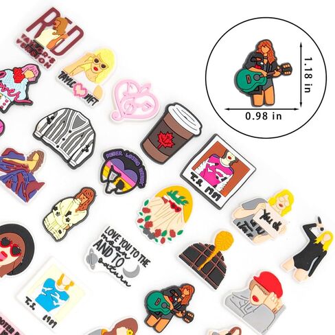 HIKUIARL 40 قطعة من زينة أحذية المغني من مادة PVC لتزيين أحذية البنات، إكسسوارات ساحرة كرتونية لتزيين الموسيقى in Kuwait