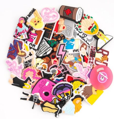 HIKUIARL 40 قطعة من زينة أحذية المغني من مادة PVC لتزيين أحذية البنات، إكسسوارات ساحرة كرتونية لتزيين الموسيقى in Kuwait