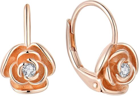 Starchenie Rose Leverback Earrings for Women Girls 925 Sterling Silver Hypoallergenic Jewelry in Saudi Arabia
