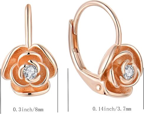 Starchenie Rose Leverback Earrings for Women Girls 925 Sterling Silver Hypoallergenic Jewelry in Saudi Arabia