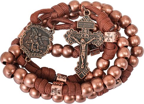 Nazareth Store St Michael Paracord Rosary Beads Rugged Rosary Necklace Strong Corded Catholic Pardon Crucifix in Saudi Arabia