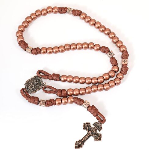 Nazareth Store St Michael Paracord Rosary Beads Rugged Rosary Necklace Strong Corded Catholic Pardon Crucifix in Saudi Arabia