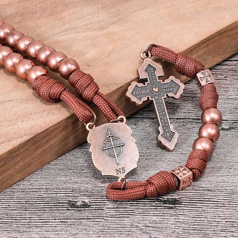 Nazareth Store St Michael Paracord Rosary Beads Rugged Rosary Necklace Strong Corded Catholic Pardon Crucifix in Saudi Arabia