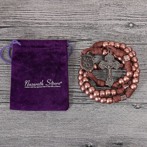 Nazareth Store St Michael Paracord Rosary Beads Rugged Rosary Necklace Strong Corded Catholic Pardon Crucifix in Saudi Arabia