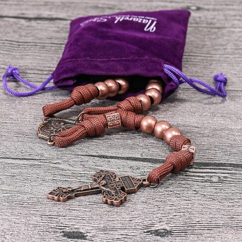 Nazareth Store St Michael Paracord Rosary Beads Rugged Rosary Necklace Strong Corded Catholic Pardon Crucifix in Saudi Arabia