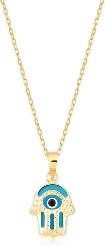 GELIN Hamsa Necklace in 14K Solid Gold | 14k Gold Evil Eye Necklace for Women, 18" in Saudi Arabia