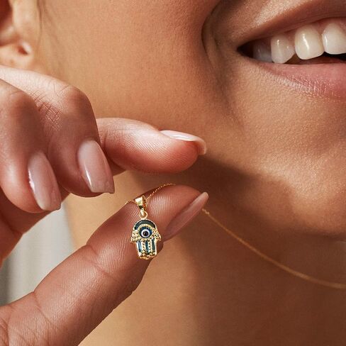 GELIN Hamsa Necklace in 14K Solid Gold | 14k Gold Evil Eye Necklace for Women, 18" in Saudi Arabia