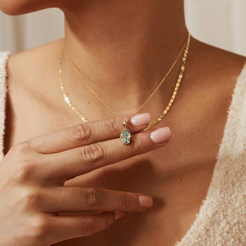 GELIN Hamsa Necklace in 14K Solid Gold | 14k Gold Evil Eye Necklace for Women, 18" in Saudi Arabia