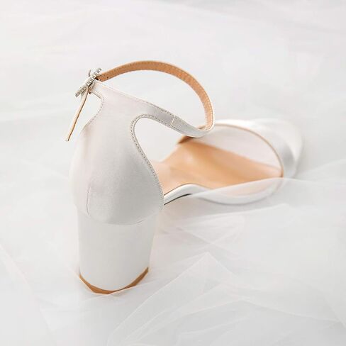 Women's Heeled Sandals Chunky Open Toe Ankle Strap Wedding Dress Pump Fashion Shoes 2.76 Inch in Saudi Arabia