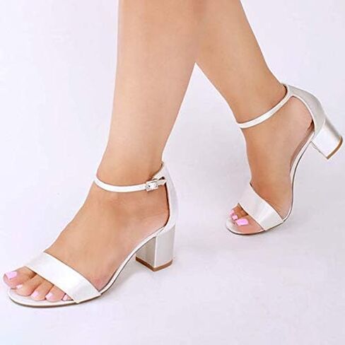Women's Heeled Sandals Chunky Open Toe Ankle Strap Wedding Dress Pump Fashion Shoes 2.76 Inch in Saudi Arabia