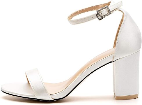 Women's Heeled Sandals Chunky Open Toe Ankle Strap Wedding Dress Pump Fashion Shoes 2.76 Inch in Saudi Arabia