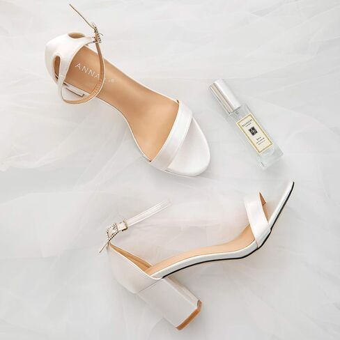 Women's Heeled Sandals Chunky Open Toe Ankle Strap Wedding Dress Pump Fashion Shoes 2.76 Inch in Saudi Arabia