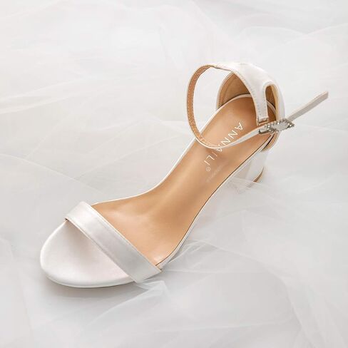 Women's Heeled Sandals Chunky Open Toe Ankle Strap Wedding Dress Pump Fashion Shoes 2.76 Inch in Saudi Arabia