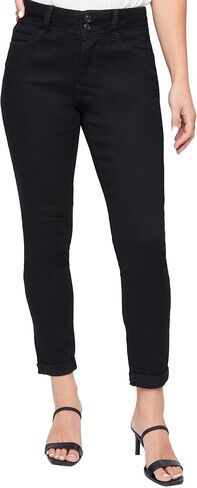 Royalty For Me Women's Essential 2-Button Roll Cuff Ankle Jean, Black, 10 in Saudi Arabia